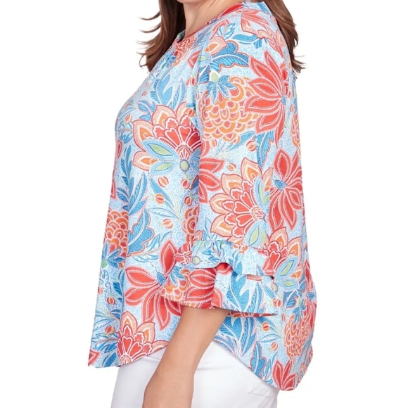 2X Plus Size Ruby Rd Bold Floral top blouse shirt women's - Picture 4 of 10